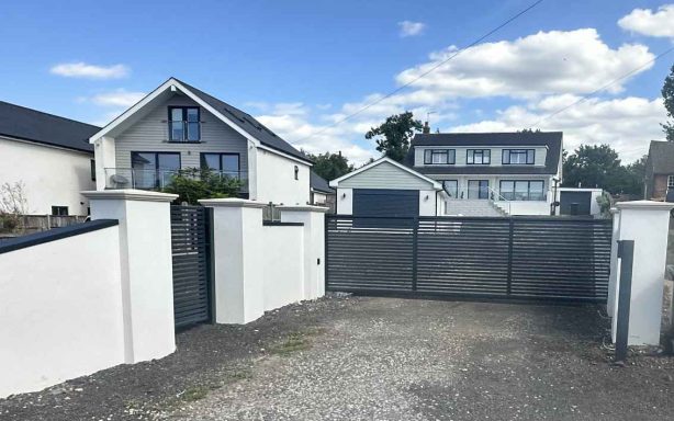 Anthracite grey steel sliding gate installation by IGS Systems